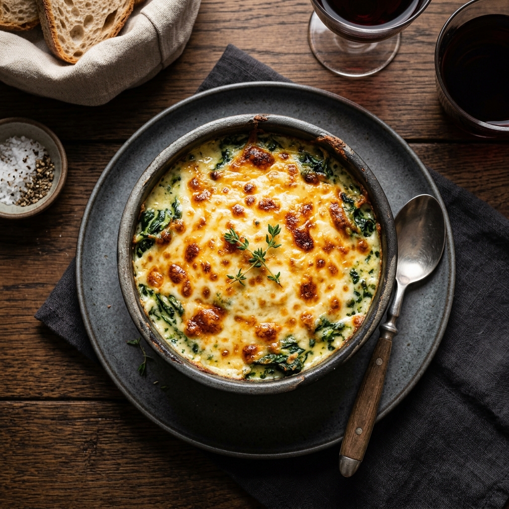 ผักโขมอบชีส (Baked Spinach with Cheese)